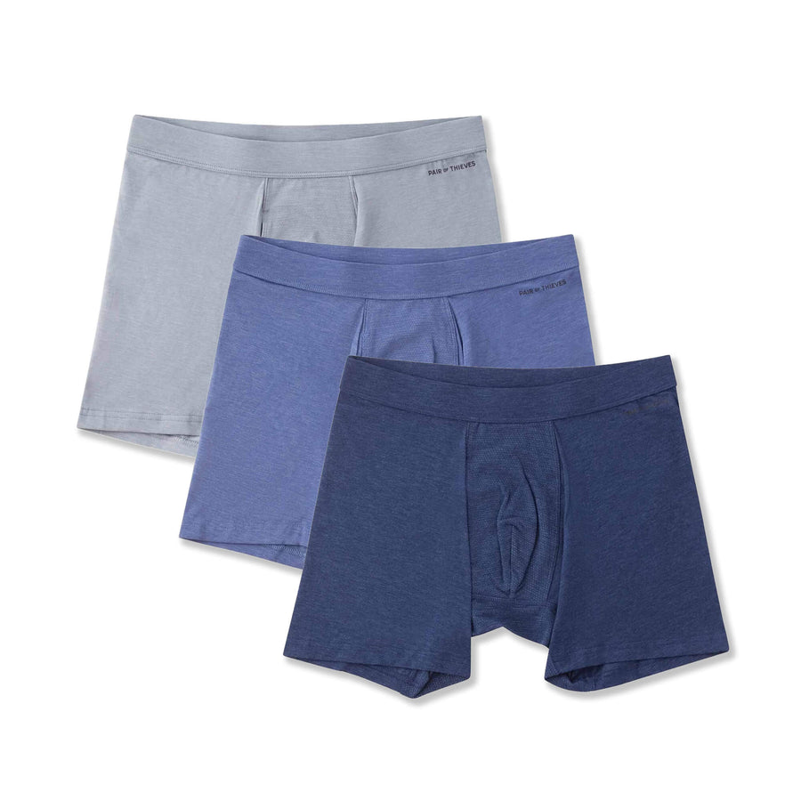 Quick Dry Action Blend Cotton Boxer Briefs (3-Pack)